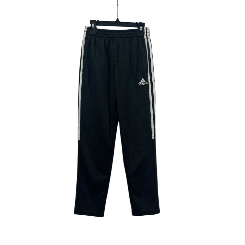 Boy’s Adidas Dark Heather Gray & White Stripe Knit Athletic Pants: M (10-12)